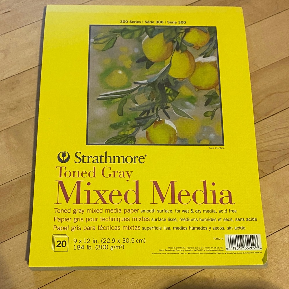 Yellow Toned Gray Mixed Media Pad NWT